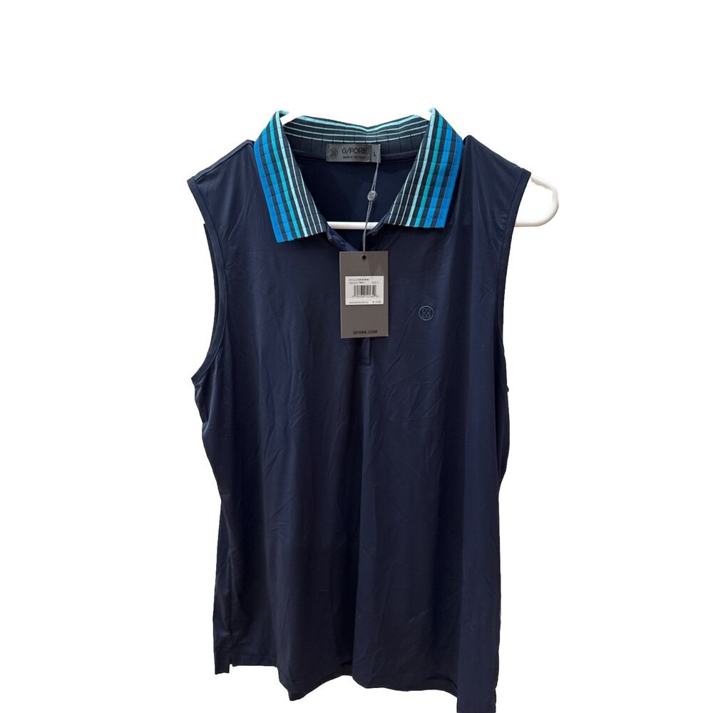 G/FORE, Women’s Navy Sleeveless Polo Golf Shirt, Size L, New With Tags